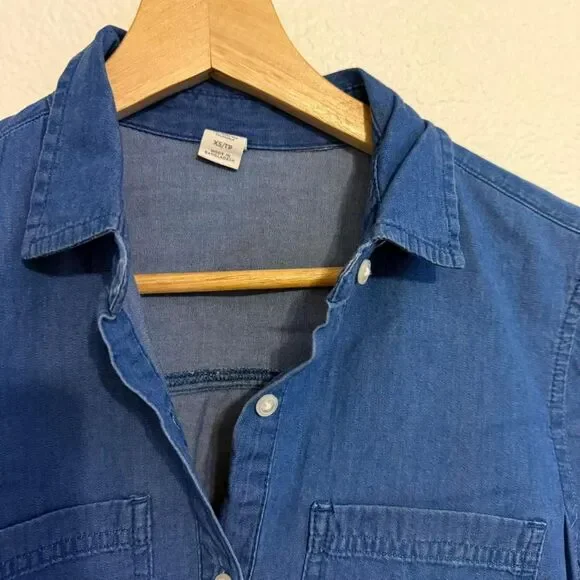 Old Navy Women's Blue denim button-up shirt dress XS - Picture 6 of 6